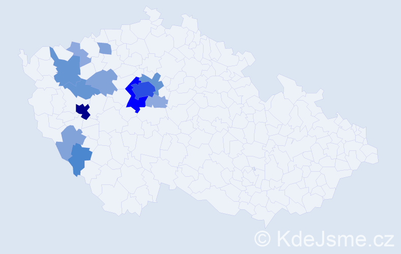 Příjmení: 'Kopač', počet výskytů 40 v celé ČR