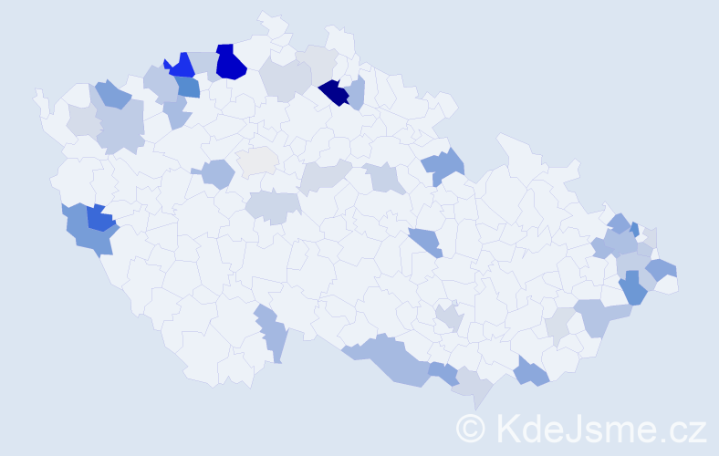 Příjmení: 'Gombár', počet výskytů 111 v celé ČR