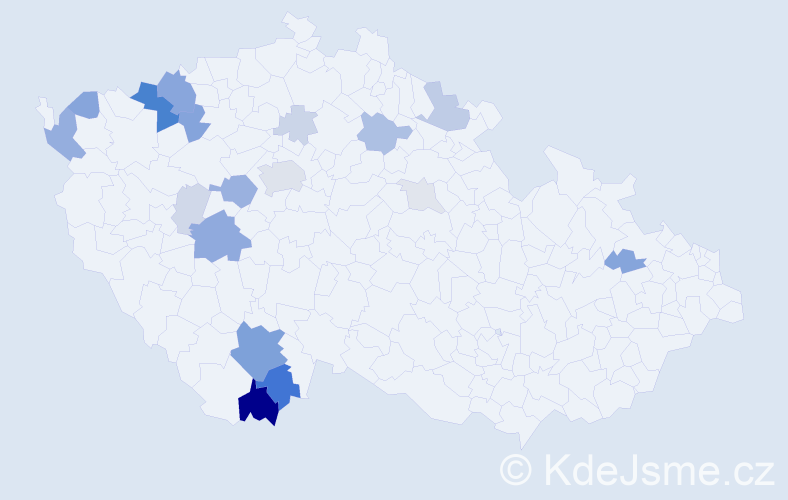 Příjmení: 'Pechoč', počet výskytů 59 v celé ČR