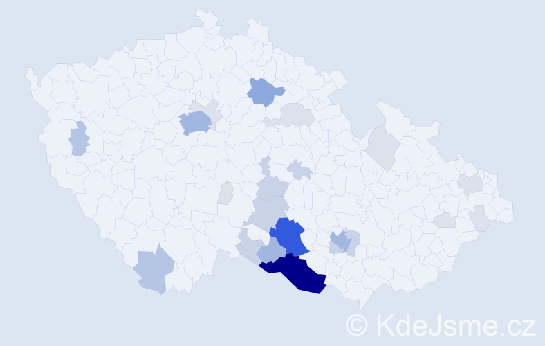 Příjmení: 'Prodělal', počet výskytů 80 v celé ČR