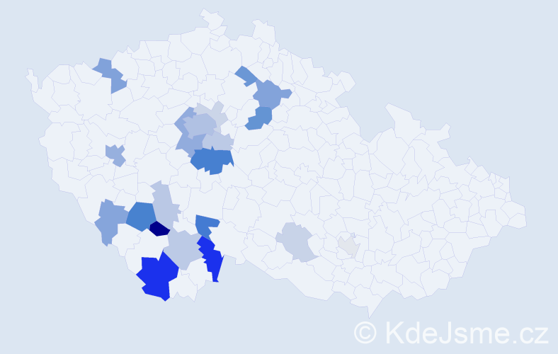 Příjmení: 'Činátl', počet výskytů 58 v celé ČR