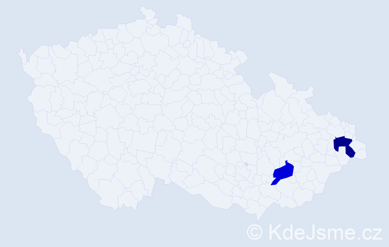 Příjmení: 'Komadel', počet výskytů 5 v celé ČR
