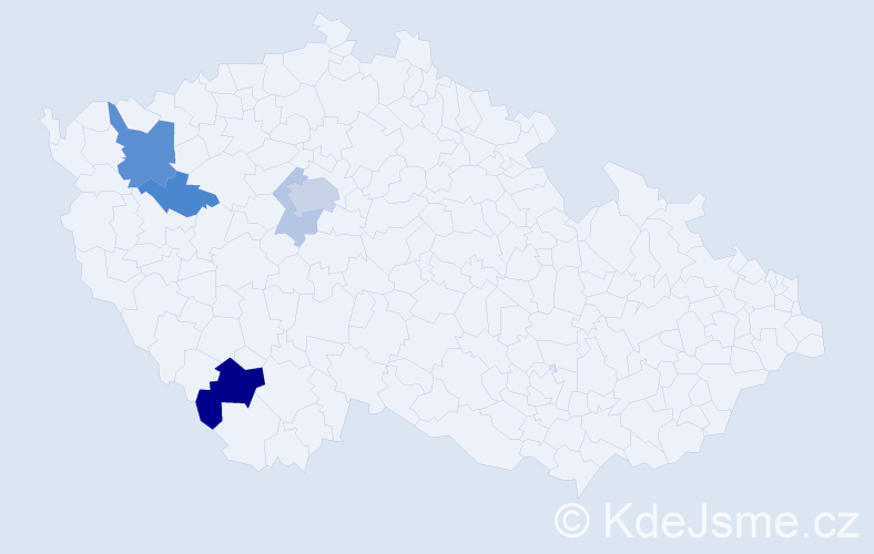 Příjmení: 'Kužvart', počet výskytů 13 v celé ČR