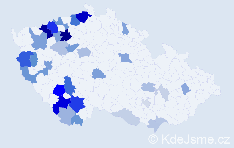Příjmení: 'Tejml', počet výskytů 110 v celé ČR
