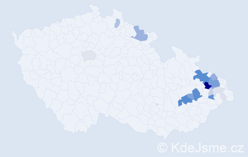 Příjmení: 'Fešar', počet výskytů 64 v celé ČR