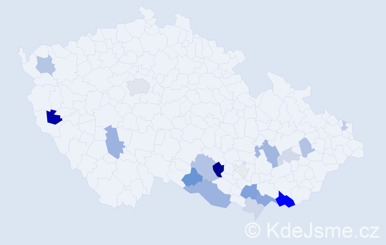 Příjmení: 'Kucharič', počet výskytů 42 v celé ČR