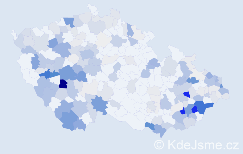 Příjmení: 'Janota', počet výskytů 869 v celé ČR