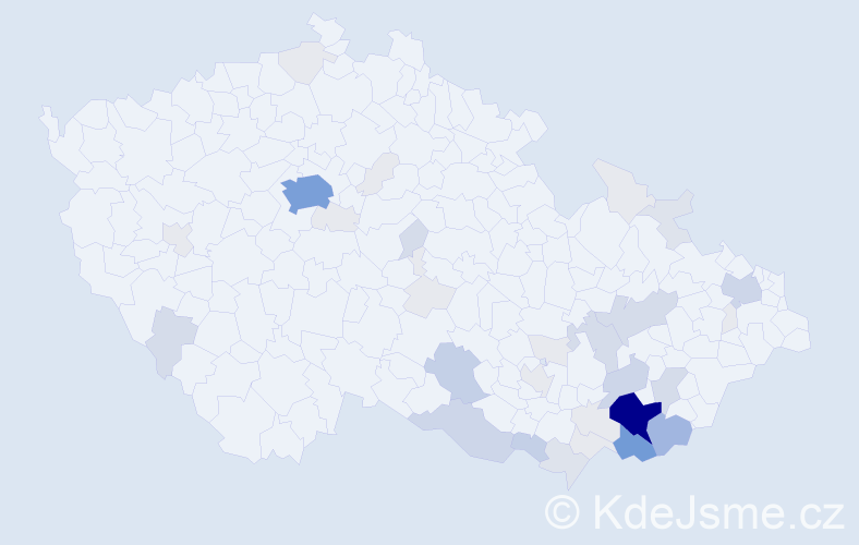 Příjmení: 'Bachan', počet výskytů 151 v celé ČR