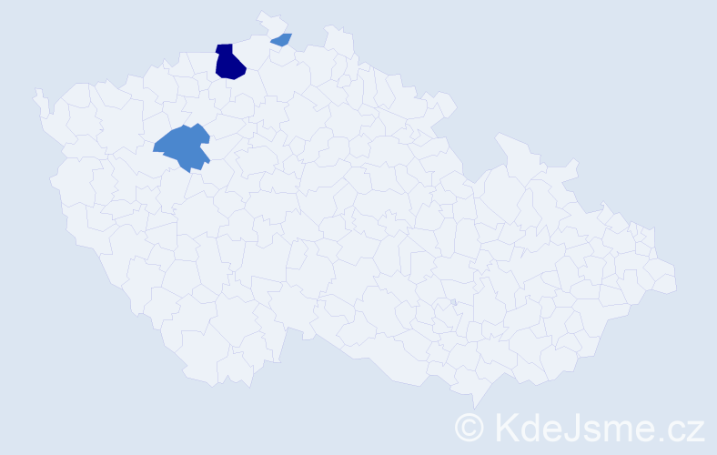 Příjmení: 'Teuscher', počet výskytů 5 v celé ČR