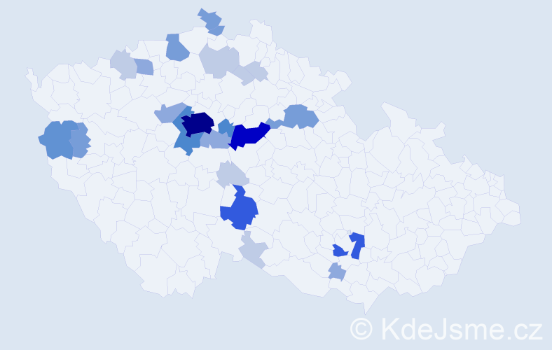 Příjmení: 'Charouzek', počet výskytů 74 v celé ČR