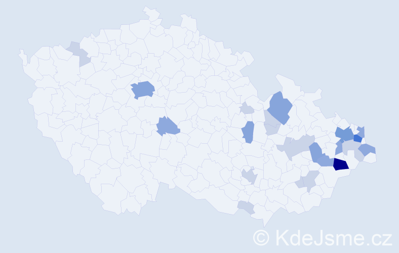 Příjmení: 'Kantorek', počet výskytů 56 v celé ČR