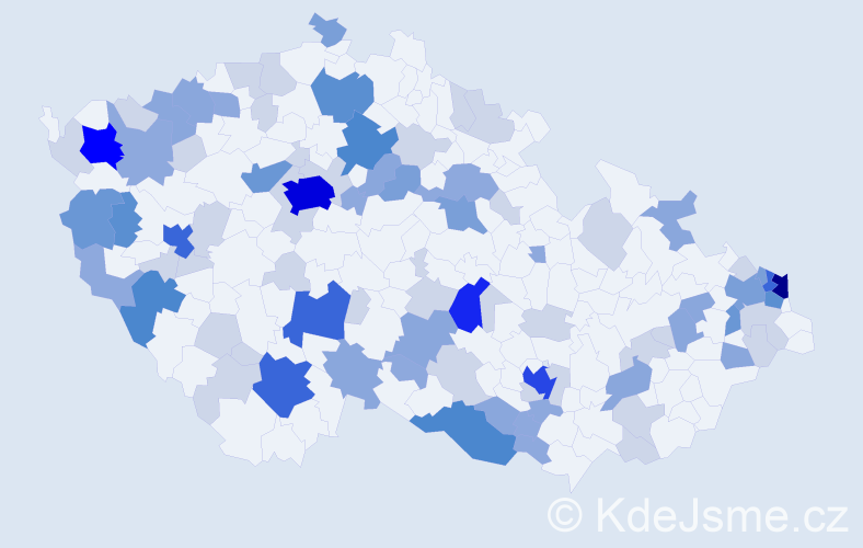 Příjmení: 'Szabóová', počet výskytů 249 v celé ČR