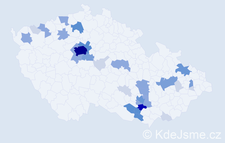 Příjmení: 'Hanuška', počet výskytů 107 v celé ČR