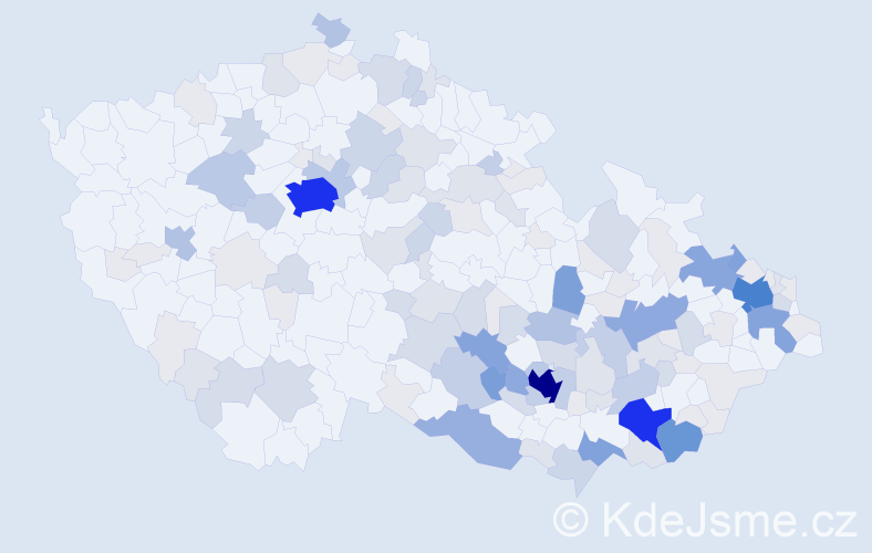 Příjmení: 'Kryštof', počet výskytů 514 v celé ČR