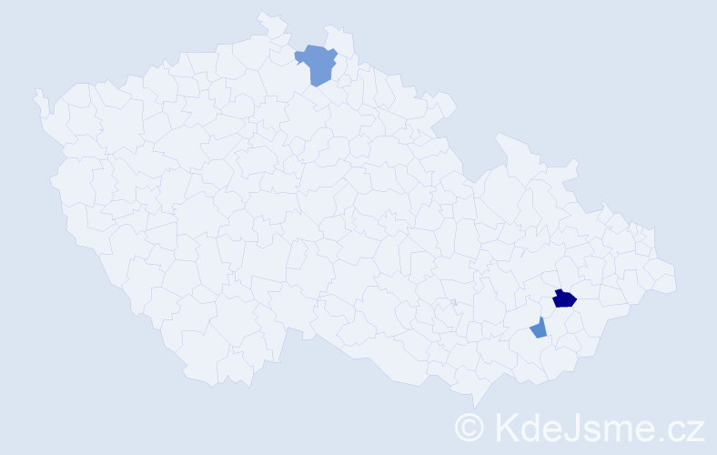 Příjmení: 'Modrláková', počet výskytů 4 v celé ČR