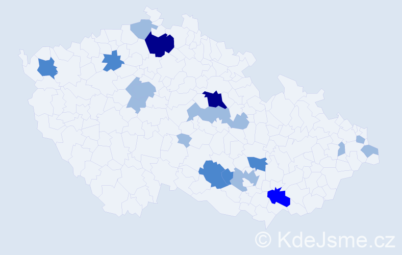 Příjmení: 'Kucharová', počet výskytů 34 v celé ČR