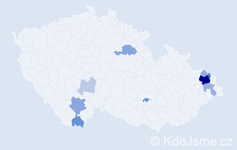 Příjmení: 'Vontor', počet výskytů 40 v celé ČR