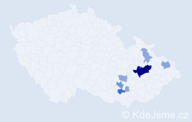 Příjmení: 'Cekl', počet výskytů 22 v celé ČR