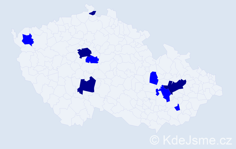 Příjmení: 'Bačik', počet výskytů 13 v celé ČR