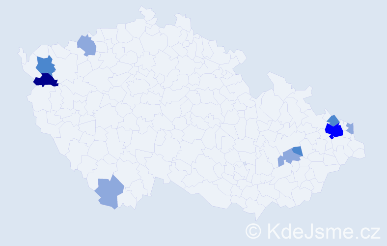 Příjmení: 'Kostolány', počet výskytů 19 v celé ČR