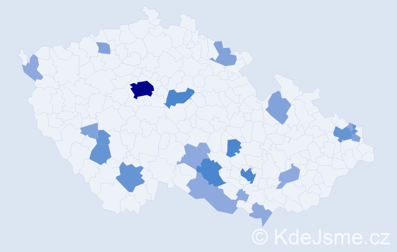 Příjmení: 'Krajčo', počet výskytů 57 v celé ČR
