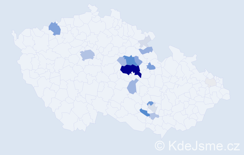 Příjmení: 'Kubant', počet výskytů 77 v celé ČR