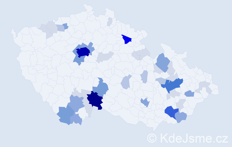 Příjmení: 'Hulíková', počet výskytů 134 v celé ČR