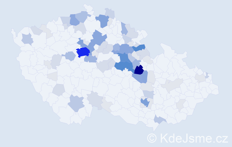 Příjmení: 'Zavoralová', počet výskytů 294 v celé ČR