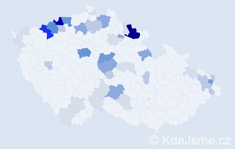Příjmení: 'Mačová', počet výskytů 135 v celé ČR