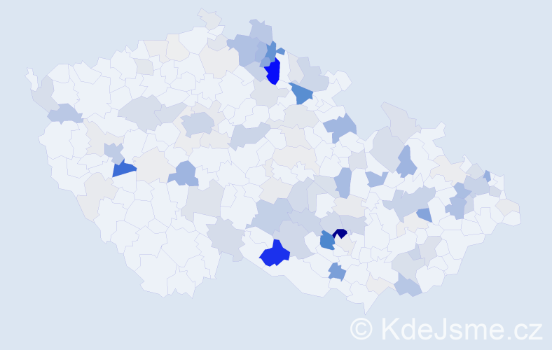 Příjmení: 'Bém', počet výskytů 405 v celé ČR