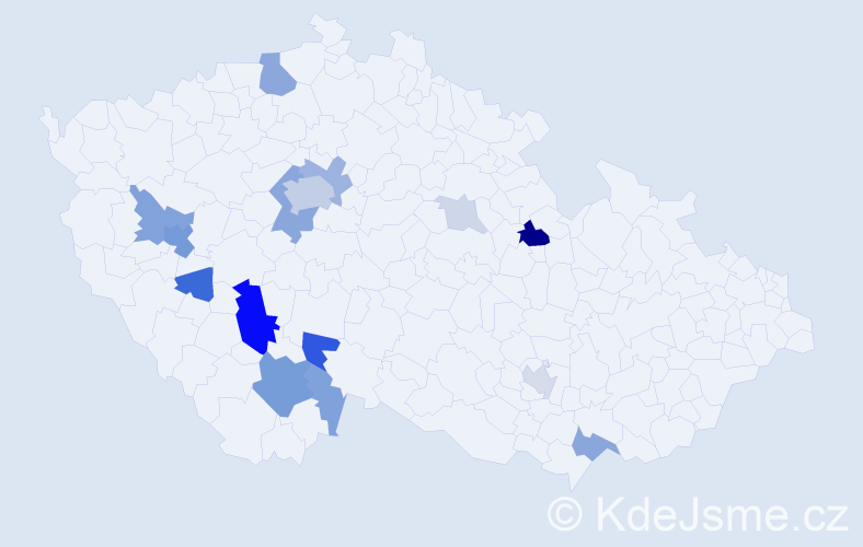 Příjmení: 'Zabranská', počet výskytů 50 v celé ČR