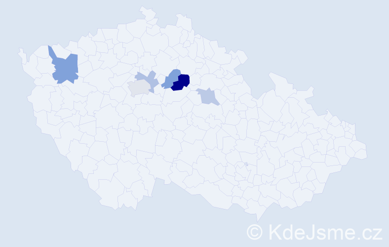 Příjmení: 'Kalinin', počet výskytů 10 v celé ČR