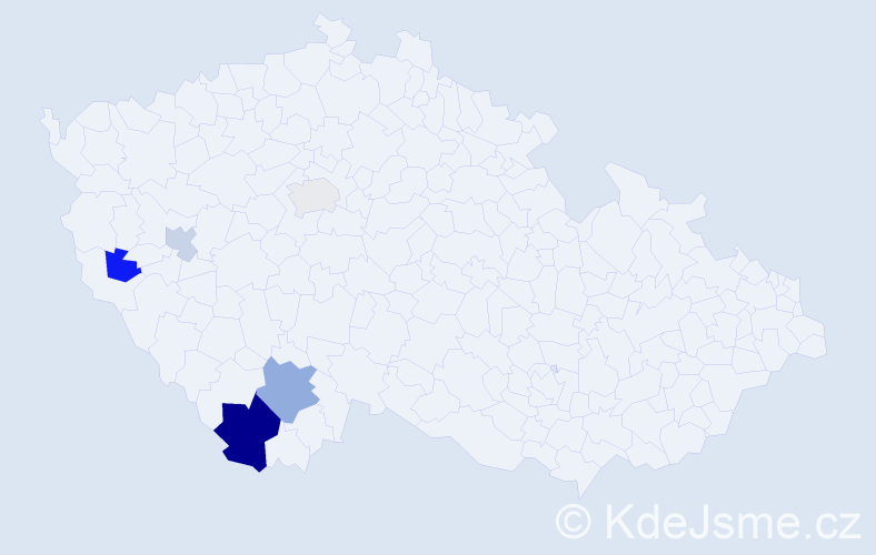 Příjmení: 'Valkonyová', počet výskytů 9 v celé ČR