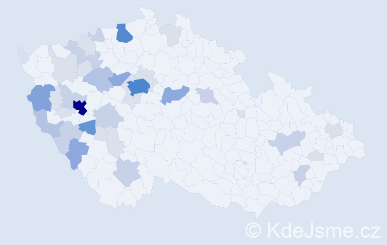 Příjmení: 'Terčová', počet výskytů 116 v celé ČR