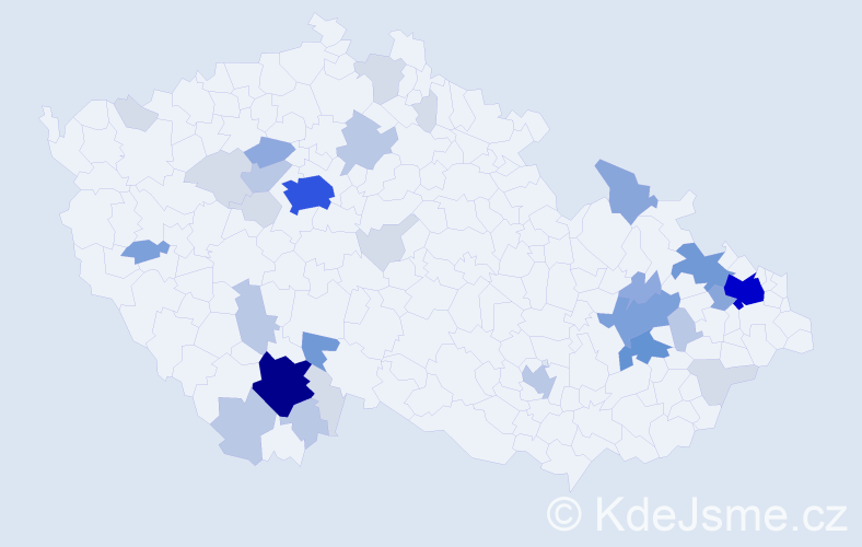 Příjmení: 'Šejda', počet výskytů 110 v celé ČR