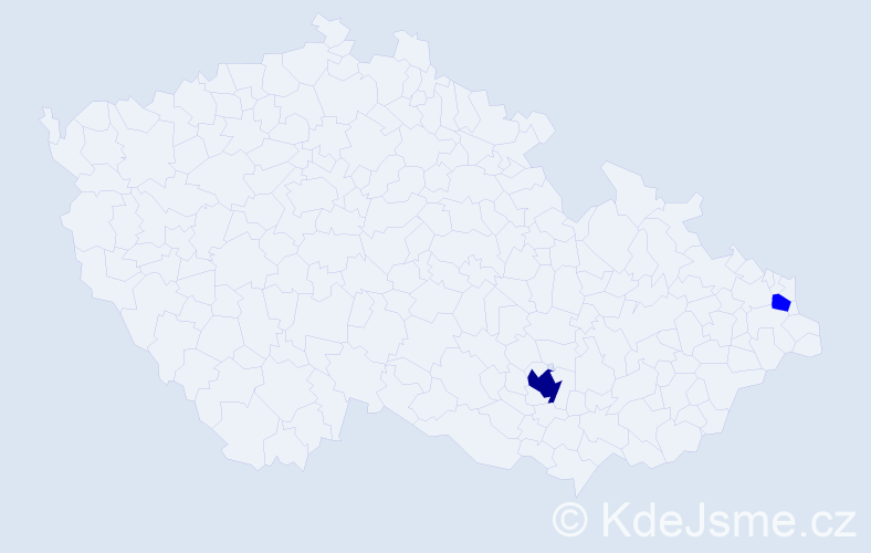 Příjmení: 'Mezenyi', počet výskytů 5 v celé ČR