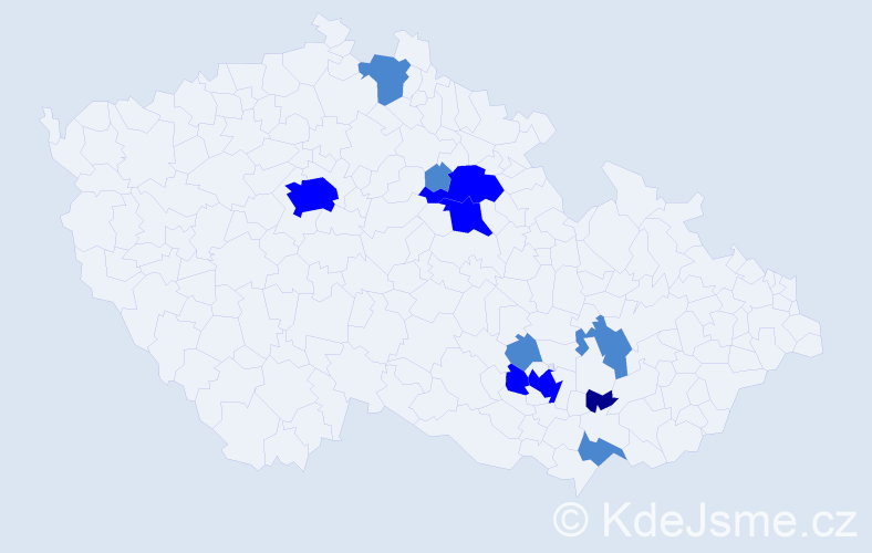 Příjmení: 'Čadík', počet výskytů 18 v celé ČR