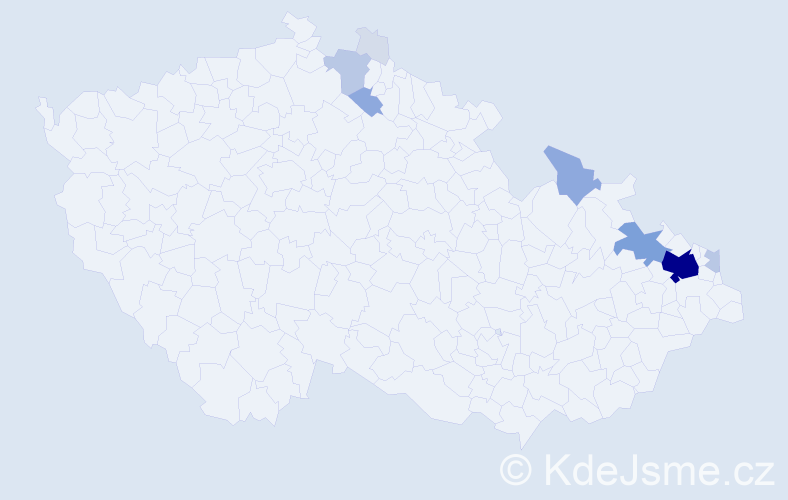 Příjmení: 'Kostelňák', počet výskytů 34 v celé ČR
