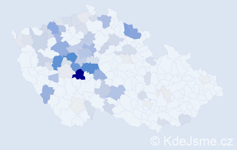 Příjmení: 'Kodet', počet výskytů 272 v celé ČR