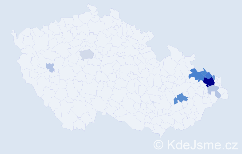 Příjmení: 'Bochňáková', počet výskytů 73 v celé ČR