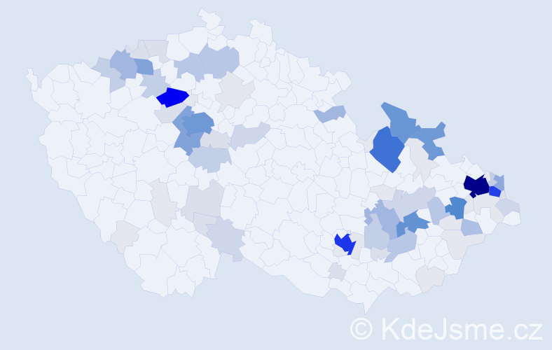 Příjmení: 'Pokuta', počet výskytů 388 v celé ČR