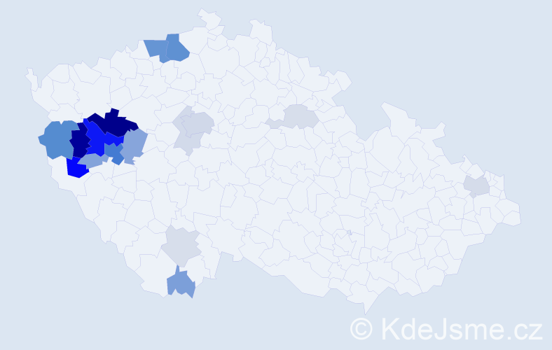 Příjmení: 'Bebr', počet výskytů 61 v celé ČR