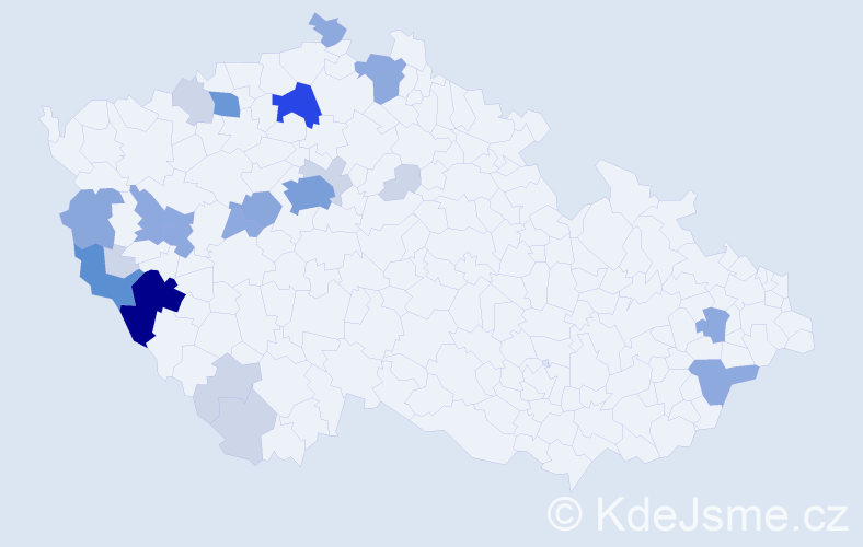 Příjmení: 'Pangerl', počet výskytů 64 v celé ČR
