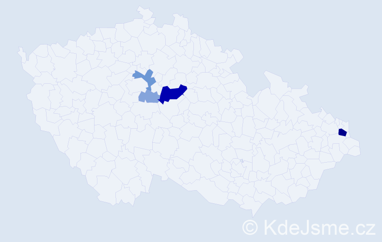 Příjmení: 'Kučeva', počet výskytů 14 v celé ČR