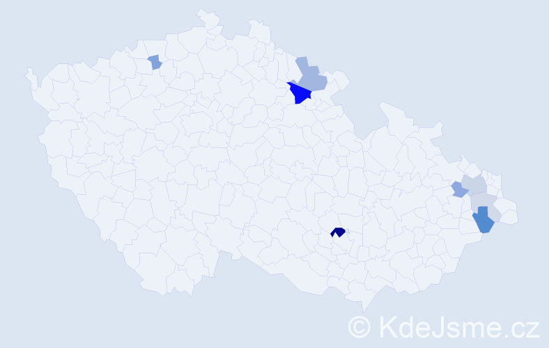 Příjmení: 'Taslerová', počet výskytů 18 v celé ČR