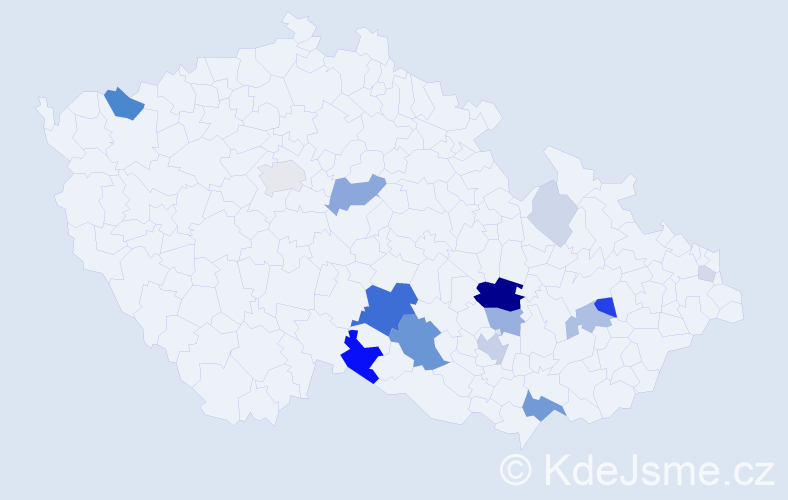 Příjmení: 'Kosičková', počet výskytů 52 v celé ČR