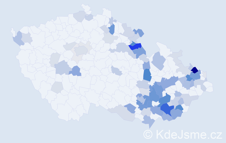 Příjmení: 'Klučková', počet výskytů 278 v celé ČR