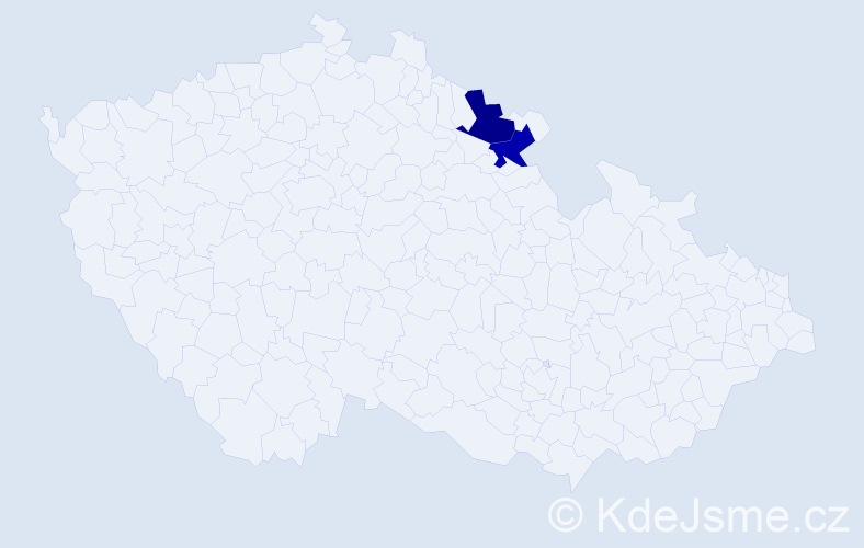 Příjmení: 'Honzera', počet výskytů 19 v celé ČR
