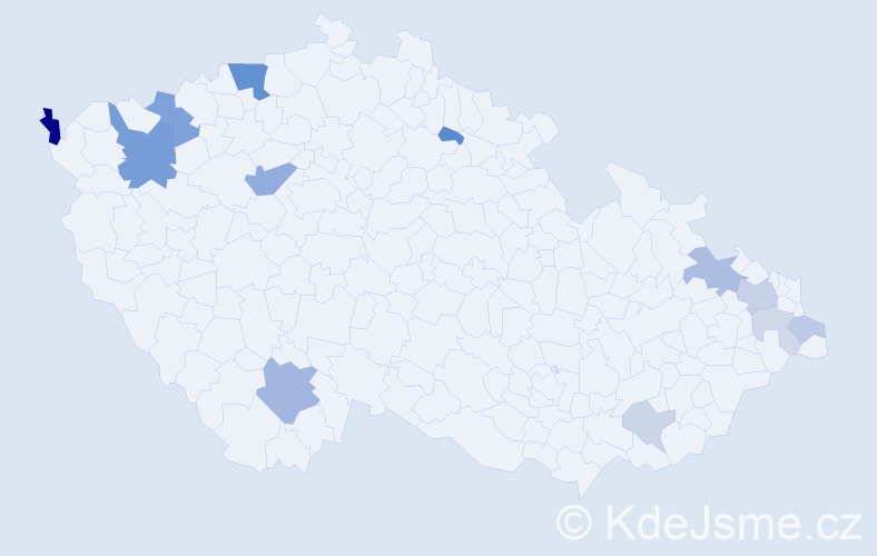 Příjmení: 'Varady', počet výskytů 30 v celé ČR