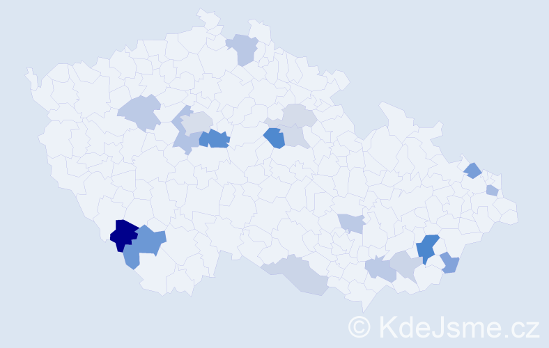 Příjmení: 'Babíček', počet výskytů 40 v celé ČR